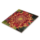 Rot und Gelb Chrysanthemum Floral Fliese (Seite)