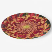 Rot und Gelb Chrysanthemum Floral Pappteller (Schrägansicht)