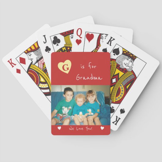 Rot und gelb mit Foto und Namen Spielkarten (Rückseite)