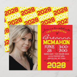 Rot und Gelb Modernes Abschluss Foto Einladung