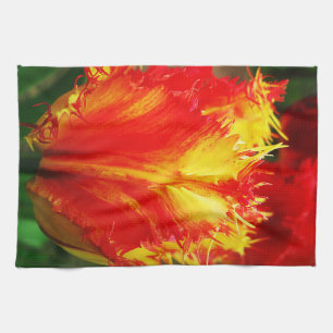 Rot und gelb Nah-oben Curly Tulip Geschirrtuch