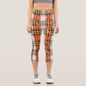 Rot und Gelb Plaid Scottish Tartan Pattern Capri Leggings (Vorderseite)