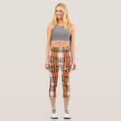 Rot und Gelb Plaid Scottish Tartan Pattern Capri Leggings (Vorderseite)