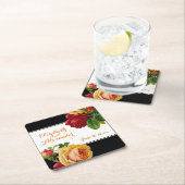 Rot und Gelb Rosen Vintag Bohemisch Rechteckiger Pappuntersetzer (Vor Ort)