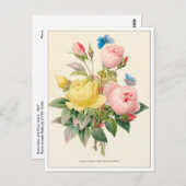 Rot und Gelb Rosen von Pierre Joseph Redoute Postkarte (Vorne/Hinten)