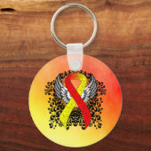 Rot und Gelb-Sensibilisierungsband mit Flügeln Schlüsselanhänger (Vorderseite)