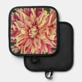 Rot und Gelb variierte Dahlia Floral Topflappen (Vorderseite/Rückseite)