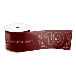 Rot und Gold 10 Jahre Jubiläum Satin Ribbon Satinband