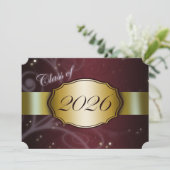 Rot und Gold 2026 Abschlussfeier Einladung (Stehend Vorderseite)