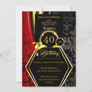 Rot und Gold 40. Geburtstag Einladung