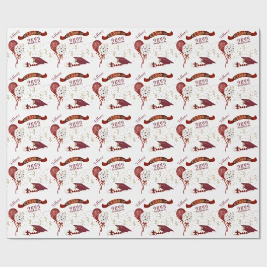 Rot und Gold Abschluss Geschenkpapier (Flach)