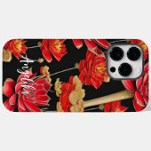 Rot und Gold Abstraktes Design mit Individuelle Na Case-Mate iPhone Hülle (Rückseite (Horizontal))