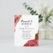 Rot und Gold Agate Crystals Brunch & Bubbly Einladung (Stehend Vorderseite)