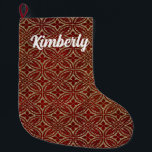 Rot und Gold - Alte Welt Großer Weihnachtsstrumpf<br><div class="desc">Dieser Strumpf zeigt ein Imitat glitzerndes goldenes altes Weltbild auf einem reichen roten Hintergrund.</div>