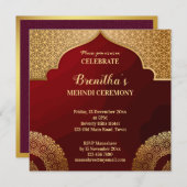 Rot und Gold Arabian Muster Mandala Indianermehndi Einladung (Vorne/Hinten)