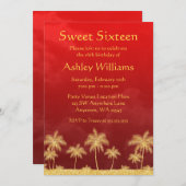 Rot und Gold Arabian Nights Süße 16 Einladungen (Vorne/Hinten)