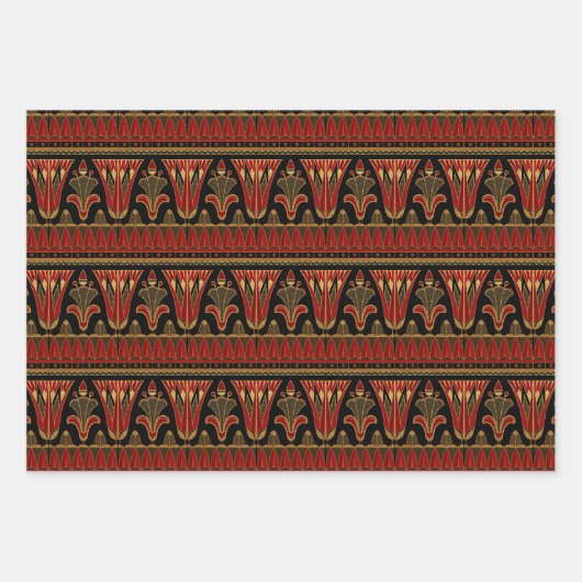 Rot und Gold Art Déco Geschenkpapier Set (Vorderseite 2)