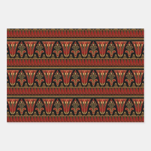 Rot und Gold Art Déco Geschenkpapier Set (Vorderseite)