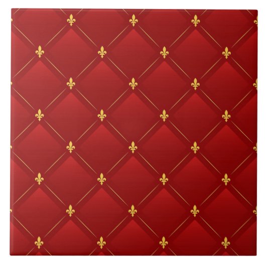Rot- und Gold-Art Nouveau Fliese (Vorderseite)