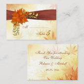 Rot und Gold Atumnal Blätter Platzkarte (Vorne/Hinten)