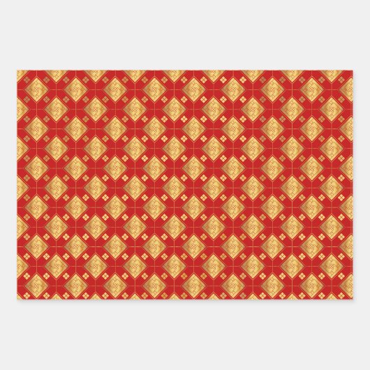 Rot und Gold aus Asien Geschenkpapier Set (Vorderseite 2)