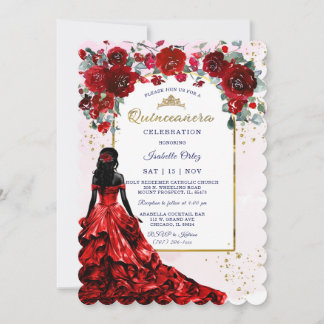 Rot und Gold aus der American Quinceñera Einladung