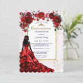 Rot und Gold aus der American Quinceñera Einladung (Stehend Vorderseite)