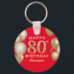 Rot und Gold Ballons der 80. Geburtstagsparty Schlüsselanhänger<br><div class="desc">80. Geburtstagsparty Rot und Gold Ballons und Confetti Schlüsselanhänger. Für weitere Anpassungen klicken Sie bitte auf die Schaltfläche "Anpassen" und verwenden Sie unser Designwerkzeug,  um diese Vorlage zu ändern.</div>