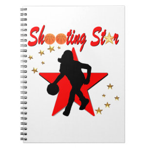 ROT UND GOLD BASKETBALL SHOOOTING STAR DESIGN NOTIZBLOCK
