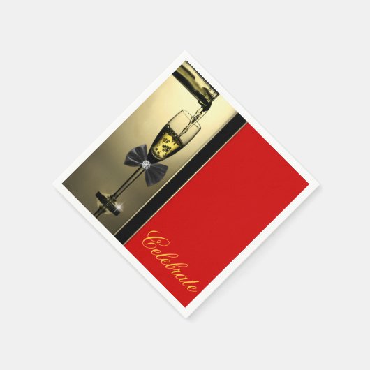 Rot und Gold Champagner Serviette (Ecke)