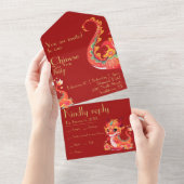 Rot und Gold, Chinesisch neues Jahr, Jahr des Drac All In One Einladung (Abreißen)