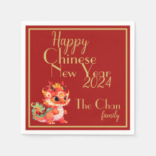 Rot und Gold, Chinesisch neues Jahr, Jahr des Drac Serviette
