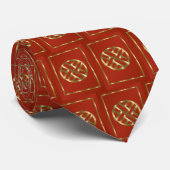 Rot und Gold Chinesischer Chippendale Necktie Krawatte (Gerollt)