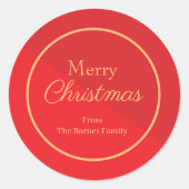 Rot und Gold Custom frohe Weihnachten Runder Aufkleber (Vorderseite)