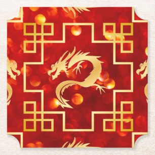 Rot und Gold Dragon Hochzeitszettel Untersetzer