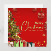 Rot und Gold Elegant Frohe Weihnachten (Vorne/Hinten)