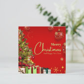 Rot und Gold Elegant Frohe Weihnachten (Stehend Vorderseite)