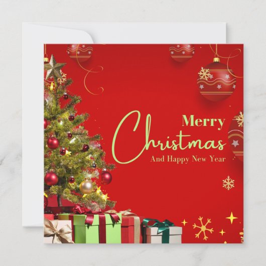 Rot und Gold Elegant Frohe Weihnachten (Vorderseite)