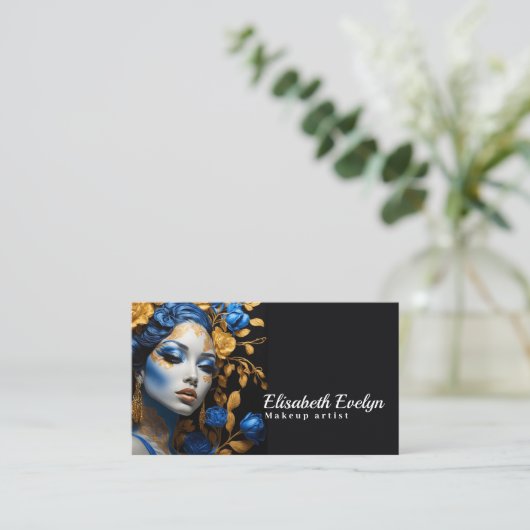 Rot und Gold Elegante: Ein Portrait der Schönheit Visitenkarte (Stehend Vorderseite)