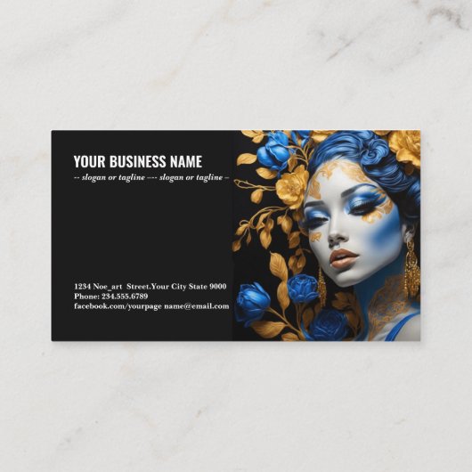 Rot und Gold Elegante: Ein Portrait der Schönheit Visitenkarte (Rückseite)