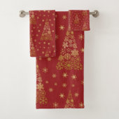 Rot und Gold Eleganter Weihnachtsbaum Badhandtuch Set (Insitu)