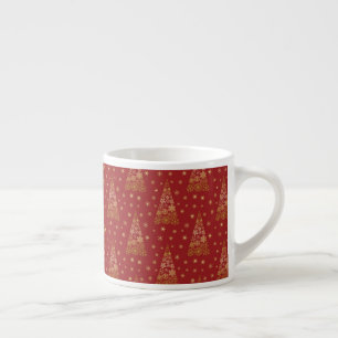 Rot und Gold Eleganter Weihnachtsbaum Espressotasse