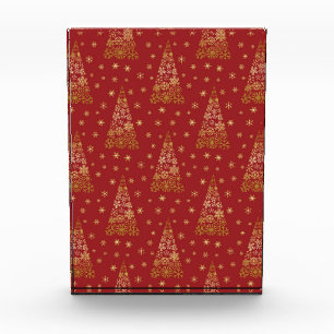 Rot und Gold Eleganter Weihnachtsbaum Fotoblock