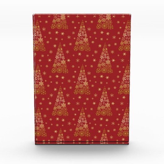 Rot und Gold Eleganter Weihnachtsbaum Fotoblock (Vorderseite)