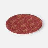 Rot und Gold Eleganter Weihnachtsbaum Pappteller (Schrägansicht)