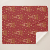Rot und Gold Eleganter Weihnachtsbaum Sherpadecke (Vorderseite (Horizontal))