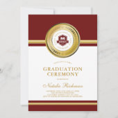 Rot und Gold feierlicher Abschluss Foto Einladung (Vorderseite)