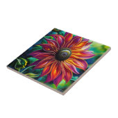 Rot und Gold filigrane Sonnenblume Fliese (Seite)