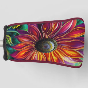 Rot und Gold filigrane Sonnenblume Golf Headcover