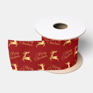 Rot und Gold Frohe Weihnachten Wortkunst Satinband